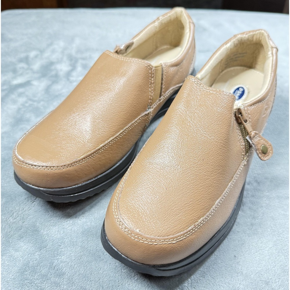 Dr Scholls Shoes Womens Size 10 Beige Zip Slip On Comfort Walking Loafers Casual